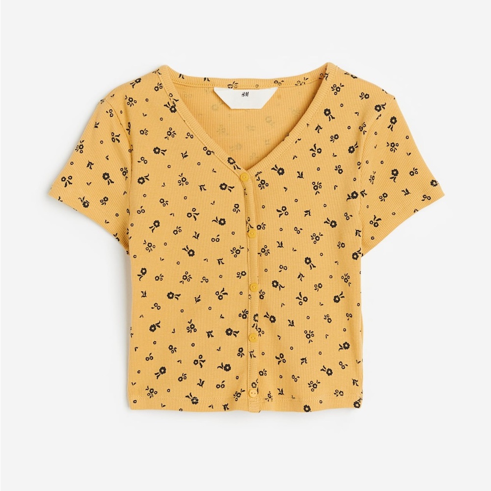 🍀3 for $20 sale🍀 H&M Yellow Fitted Short Sleeve Blouse